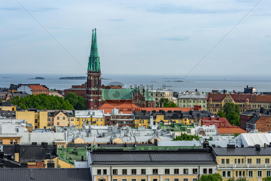 俯瞰芬兰赫尔辛基城市风光图片素材免费下载
