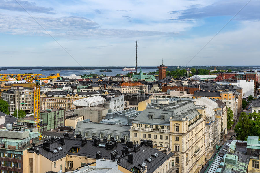 俯瞰芬兰赫尔辛基城市风光图片素材免费下载