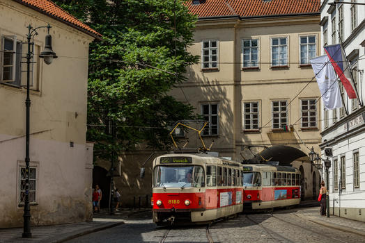 捷克布拉格城市旅游有轨电车图片素材免费下载