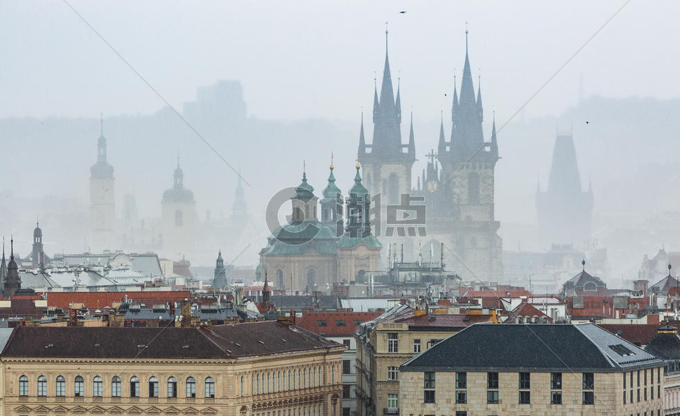 俯瞰捷克布拉格城市风光图片素材免费下载