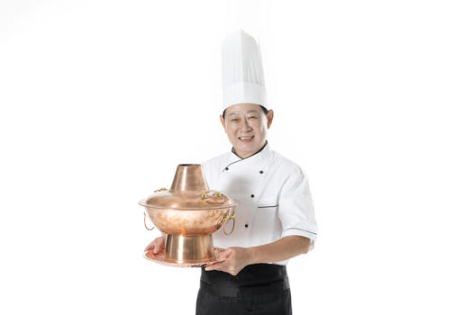 厨师拿铜锅图片素材免费下载