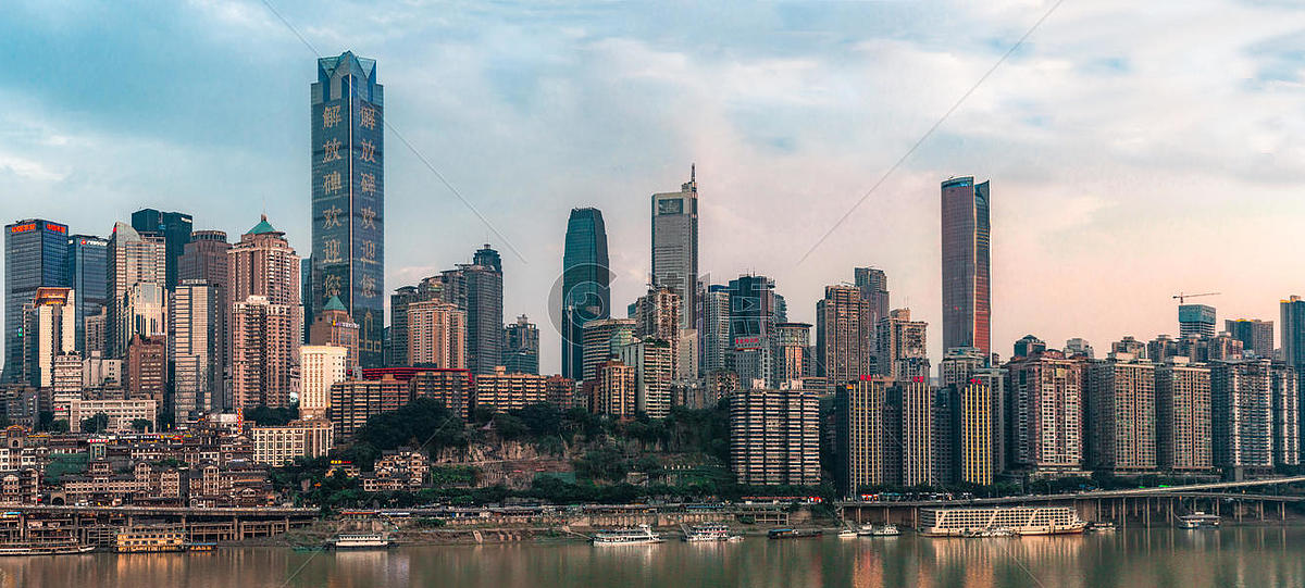 重庆市解放碑全景夕阳图图片素材免费下载