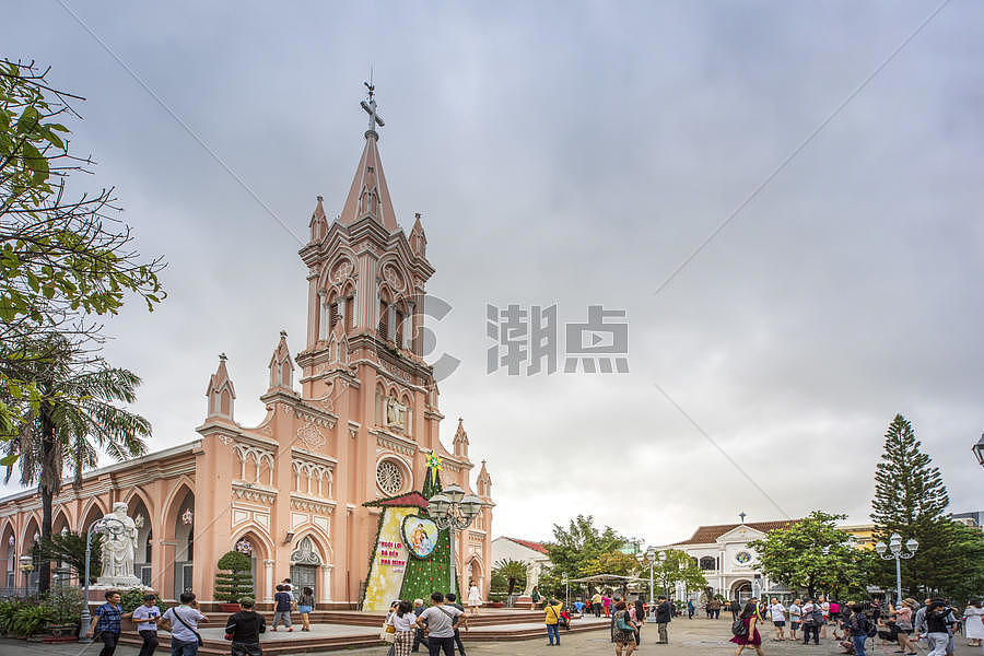 越南岘港粉红教堂图片素材免费下载