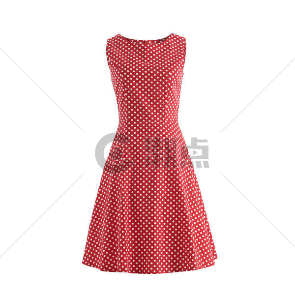 红色波点连衣裙图片素材免费下载