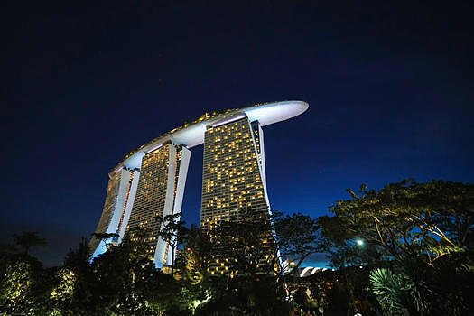 新加坡金沙空中花园夜景图片素材免费下载