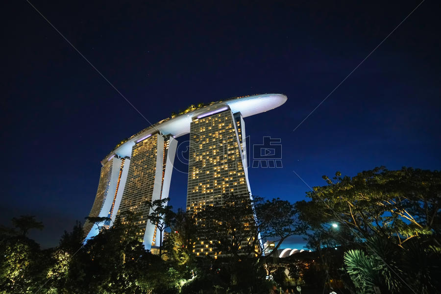 新加坡金沙空中花园夜景图片素材免费下载