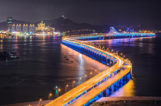 海上大桥夜色图片素材免费下载