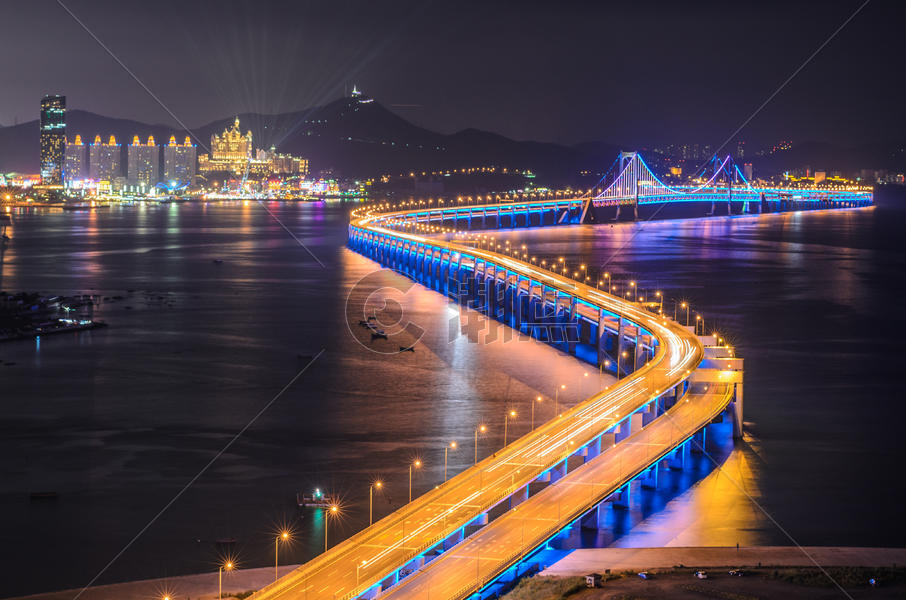 海上大桥夜色图片素材免费下载
