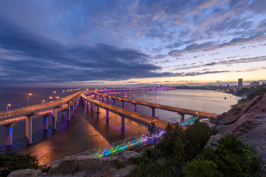 大连星海湾大桥夜色图片素材免费下载