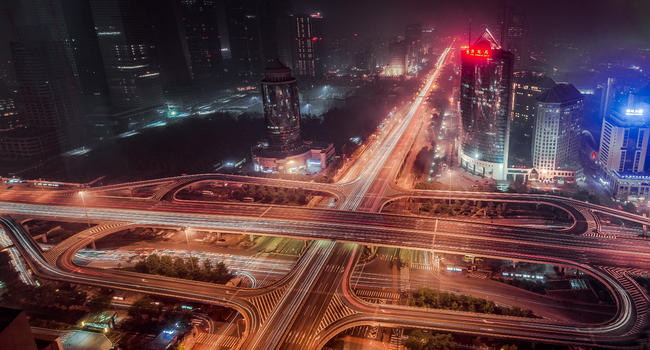 北京市立交桥四元桥夜景图片素材免费下载
