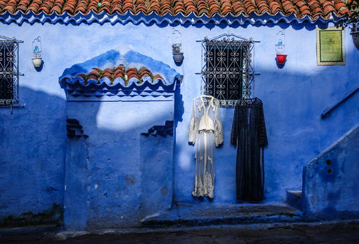 北非摩洛哥舍夫沙万蓝色小镇图片素材免费下载