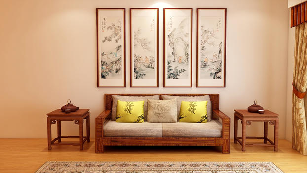 中式室内家居效果图图片素材免费下载
