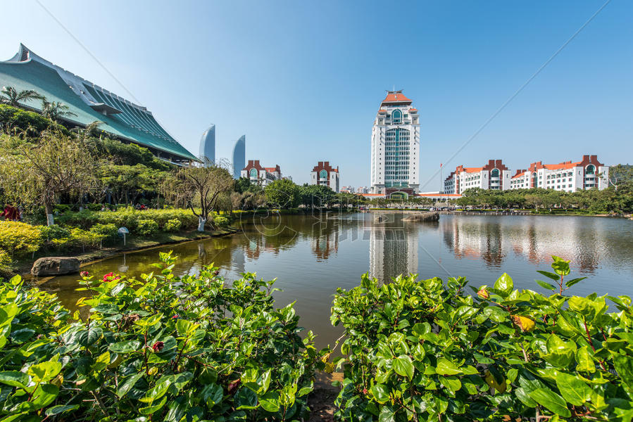 厦门大学芙蓉湖图片素材免费下载