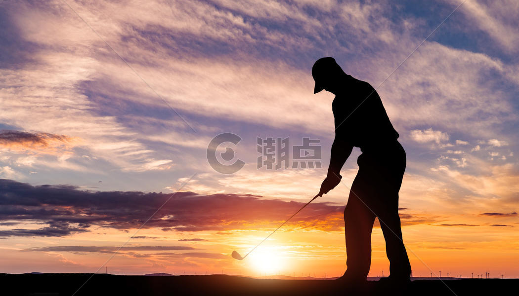 高尔夫运动员剪影图片素材免费下载