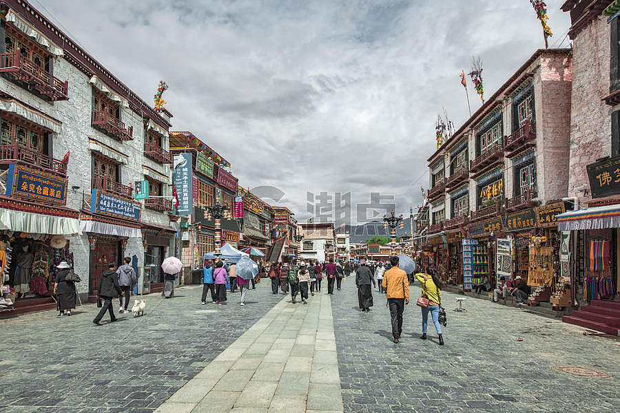 西藏大昭寺八廓街景图片素材免费下载