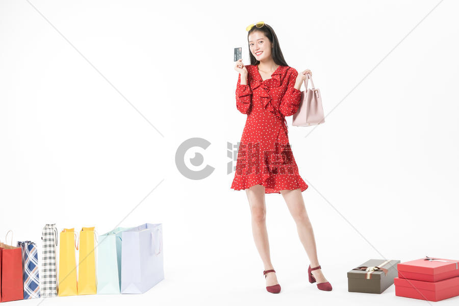 女性购物信用卡支付优惠图片素材免费下载