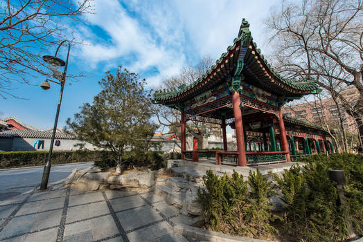 北京菖蒲和公园长廊凉亭图片素材免费下载