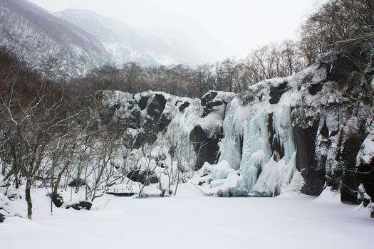 长白山冰冻的瀑布图片素材免费下载