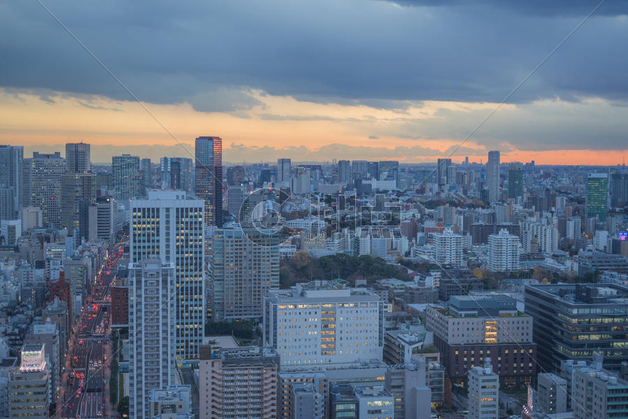 日本东京铁塔俯瞰东京四周图片素材免费下载