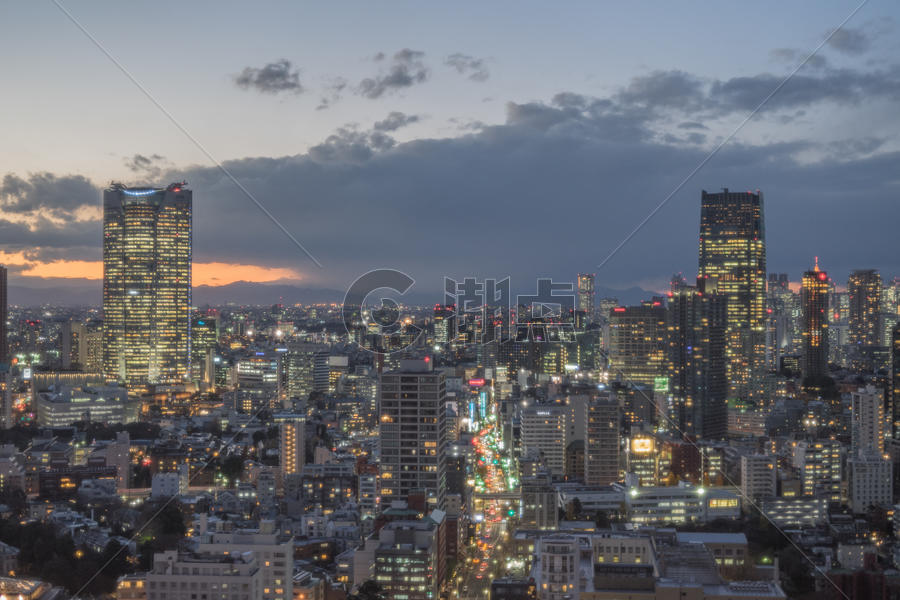 日本东京铁塔俯瞰东京四周图片素材免费下载