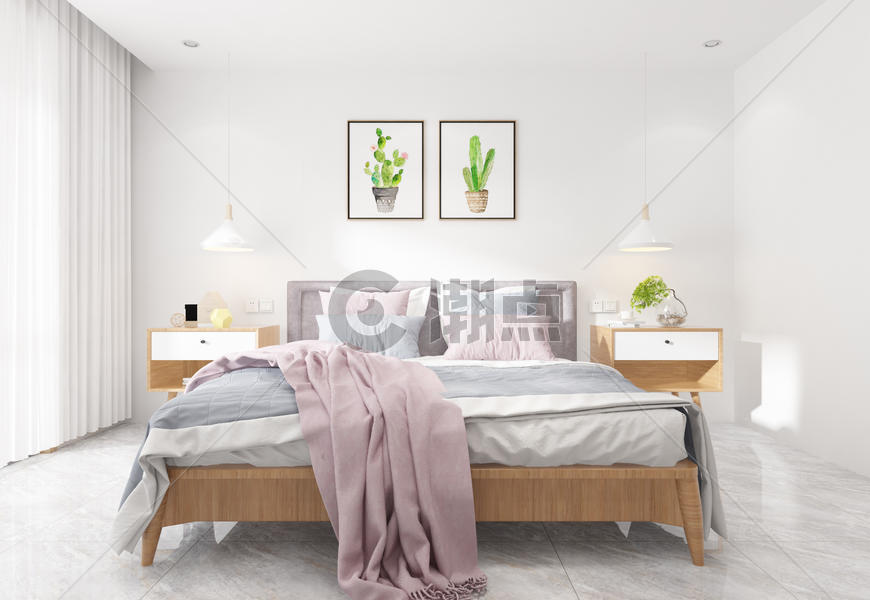 现代简洁风卧室陈列室内设计效果图图片素材免费下载