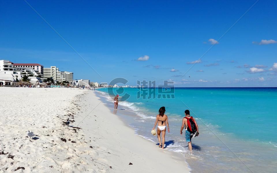 墨西哥尤卡坦半岛坎昆长沙滩图片素材免费下载