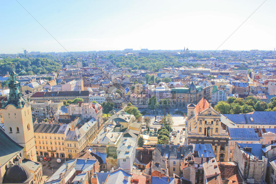 乌克兰利沃夫城市全景图片素材免费下载