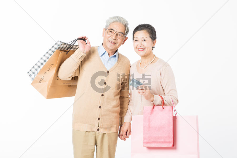 幸福的老年夫妻消费购物图片素材免费下载