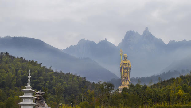 九华山99米高地藏王菩萨巨型铜像图片素材免费下载