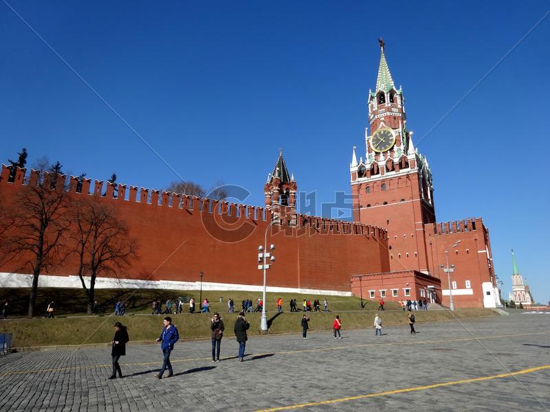俄罗斯风光莫斯科克里姆林宫红墙图片素材免费下载