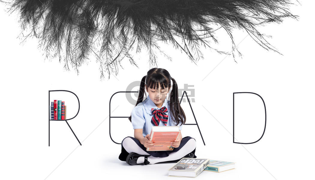 大树下看书的女孩图片素材免费下载