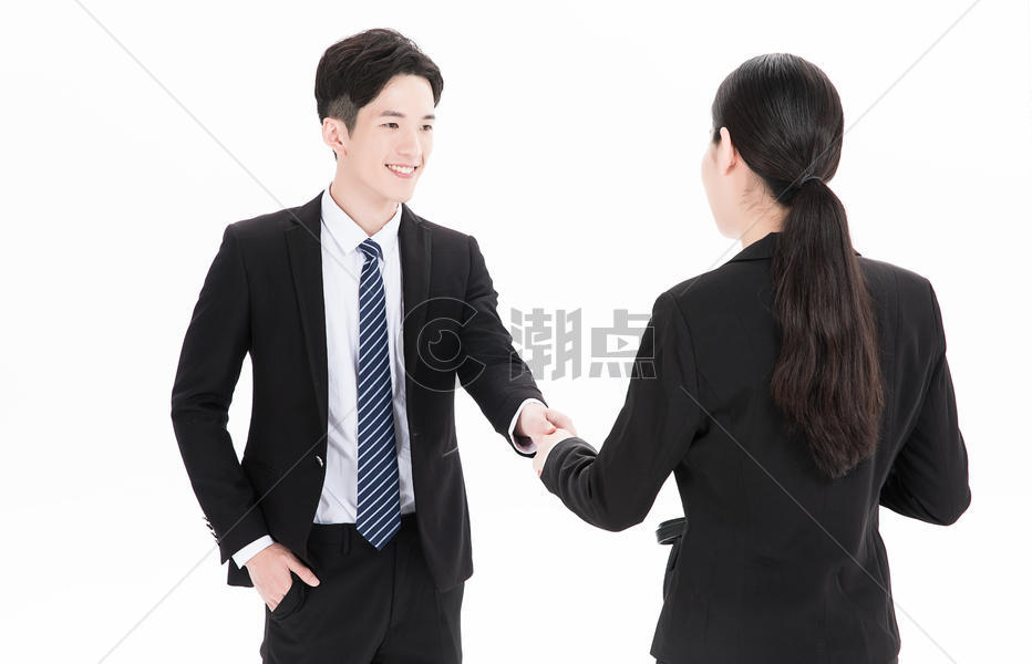 握手交谈的男性女性白领图片素材免费下载