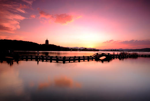杭州西湖长桥图片素材免费下载