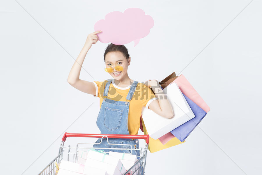 女性购物对话框图片素材免费下载