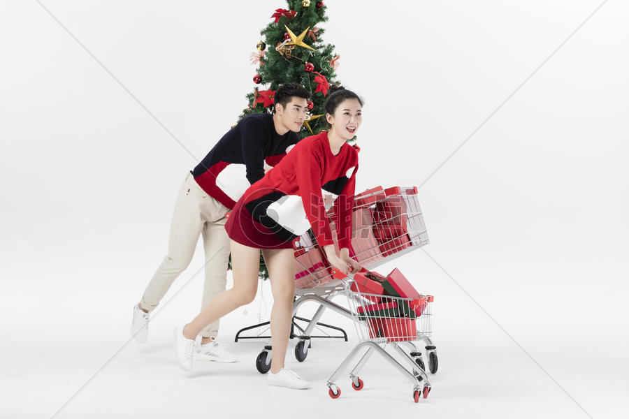 圣诞情侣购物图片素材免费下载