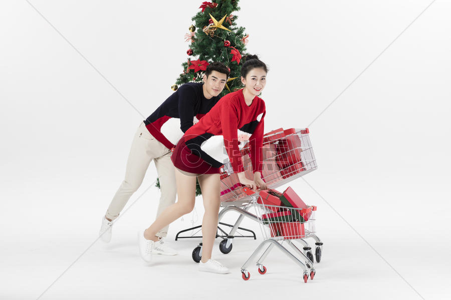 圣诞情侣购物图片素材免费下载