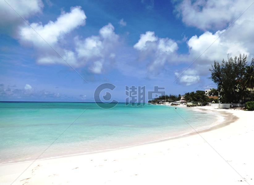 巴巴多斯美丽的白沙滩图片素材免费下载