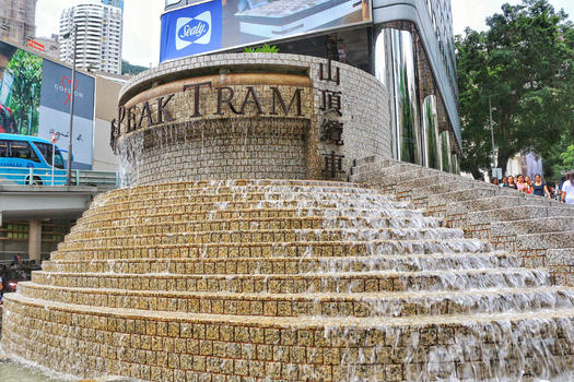 香港太平山顶缆车喷泉广场图片素材免费下载
