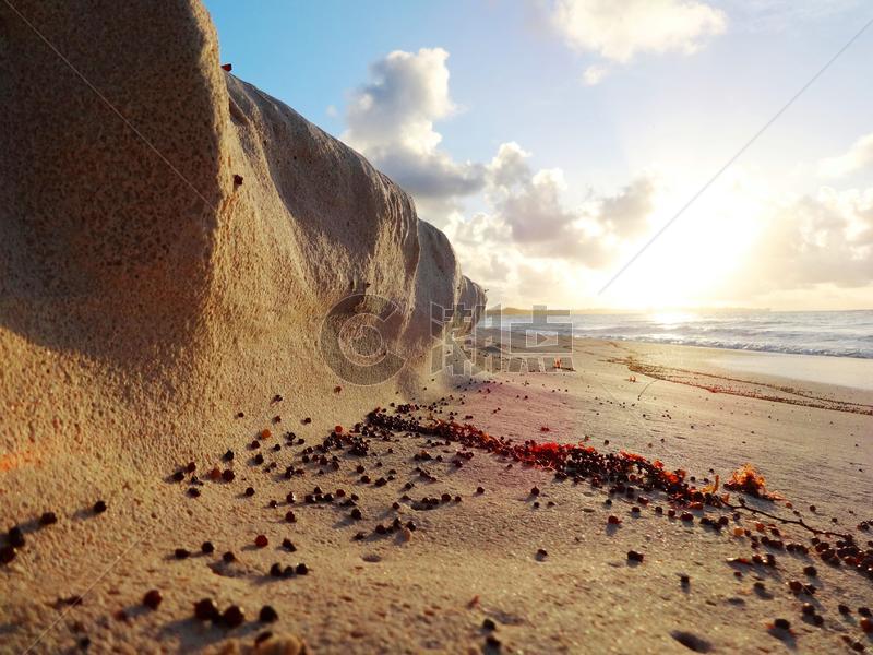 巴巴多斯旅游风光海水冲击而成的沙滩悬崖峭壁图片素材免费下载