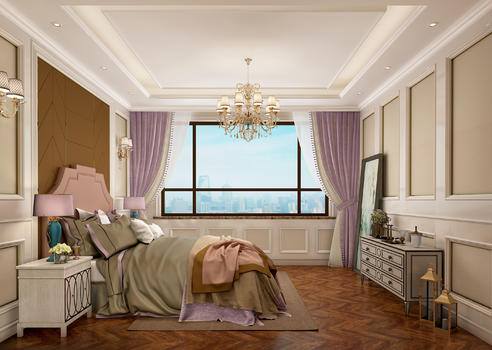 粉色女性家居卧室设计效果图图片素材免费下载