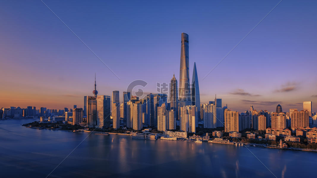 夕阳下的上海图片素材免费下载