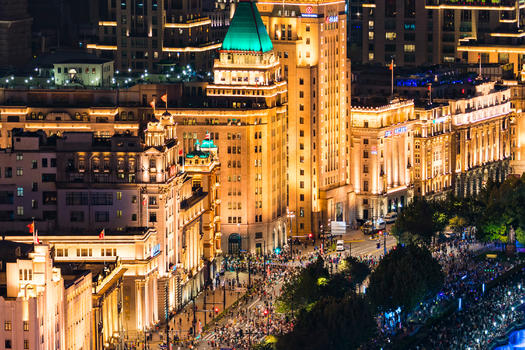 上海外滩万国建筑夜景图片素材免费下载