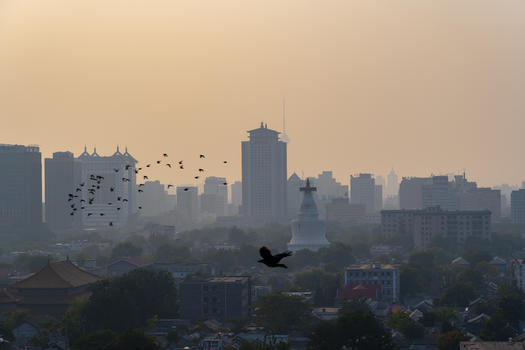 雾霾北京白塔寺图片素材免费下载