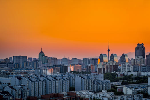 夕阳红的西直门城市图片素材免费下载