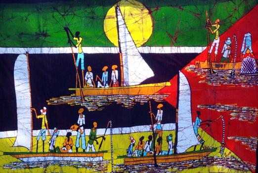 非洲艺术蜡染抽象派画作莫桑国旗图片素材免费下载