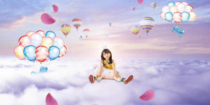 小女孩的梦幻世界图片素材免费下载