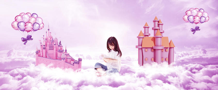 小女孩的梦幻世界图片素材免费下载