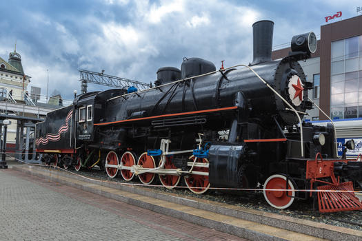 俄式老式蒸汽火车头图片素材免费下载