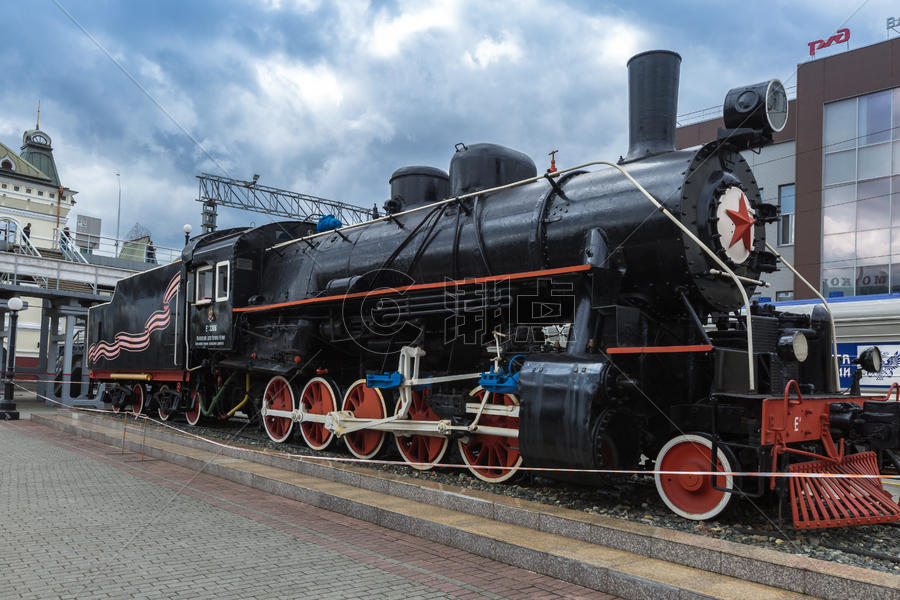 俄式老式蒸汽火车头图片素材免费下载