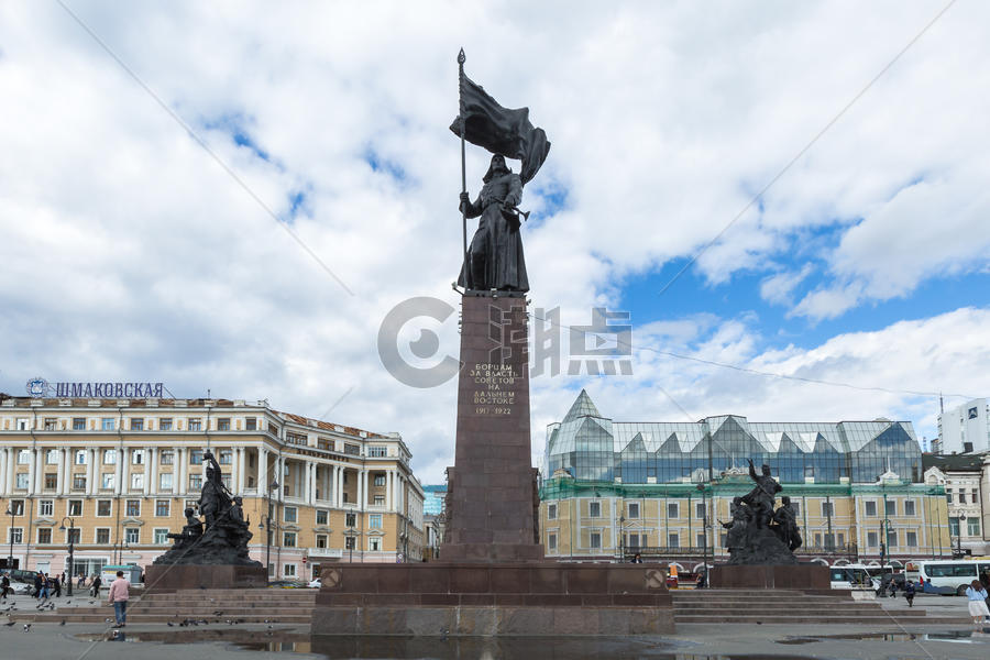 俄罗斯远东城市海参崴城市广场解放纪念碑图片素材免费下载